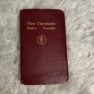 1946 Leather Bound Red New Testament Mini Size 3 x 5" Red Edges